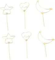 Amosfun Dessert Topper Set 6pcs Rhinestone Moon Star Heart Cake Ornaments Picks for Baking Decorations