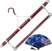 Japanese Kimono Hanger for Artistic Display - with Floral Folding Fan