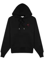 Ami Paris Logo Hooded Stretch-cotton Sweatshirt - Black - M M