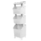 (3 Layers)Rolling Laundry Hamper PP ABS Laundry Shelf Clothes Storage Basket JY