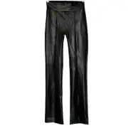 NWT Abercrombie & Fitch Faux Leather Pants Split Front Black Sz Small/Long