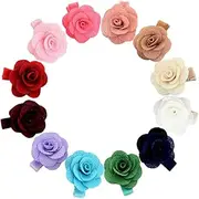inSowni 12pcs Alligator Hair Clips Flower Barrettes Fully Lined for Baby Girl Toddlers (12PCS S2)