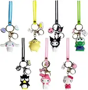 [heoc] 7Pcs cute Kawaii accessories anime keychain keyring wallet handbag car accessories cute keychain