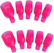 5Pcs Plastic Foot Toe Nail Remover Nail Art Soak Off Cap Clip UV Gel Polish Remover Wrap Tool Sets, Rose Red