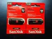 SanDisk 64GB Ultra USB Flash Drive - Black, 2 Piece Set