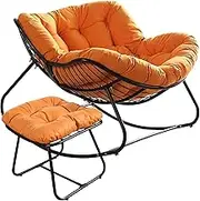 MIUZ Rocking Chair with Footstool Patio Outdoor Egg Rocking Chair Lounge Seat