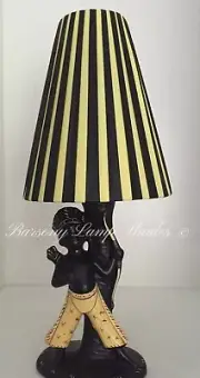 PLASTIC RIBBON SMALL CONE LEMON & BLACK STRIPED LAMPSHADE for BARSONY LADY LAMP
