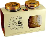 [Grant Howard] Les Fruits de Provence Preserve jar 2 Set, 34 Ounces, Glass Food Storage Canning Container, Metal Emboss Top, Clear