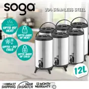 SOGA 6X 12L Portable Insulated Cold/Heat Coffee Tea Barrel Brew Pot Dispenser