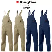 KingGee 4 Pack Bib and Brace Drill Overall Classic Adjustable Strap Work K02010