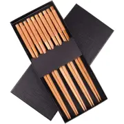 Reusable Chopsticks wooden Chinese Japanese Style, 5-Pairs Set of Chopsticks ...
