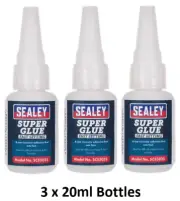 Sealey SCS302S (x 3) Super Glue Fast Setting Adhesive 3 x 20g Bottles