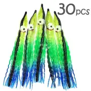 30pcs Fish WOW! 5" Squid Skirts Octopus Hoochies Crinkle trolling soft Lure bait