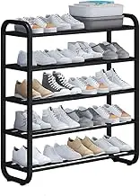 5 Tier Shoe Rack, Shoe Organizer, Metal Shoe Storage Organizer,Space-Saving Boots Storage Shelf for Living Room, Entryway Hallway and Closet up to 25 Pairs Shoes (Black B)