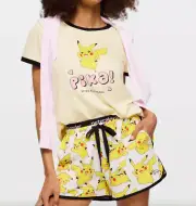 NEW PETER ALEXANDER POKEMON PIKACHU TOP & SHORTS PJ SET MEDIUM M RRP$129.90