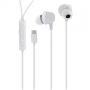 Laser Wired In-Ear ANC USB-C Earphones w/ Mic For Phone/Tablet/Laptop White 1.2m