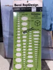 NOS New BEROL RAPIDESIGN R-2078 Metric Ellipse Master Drafting Template 4 Avail