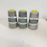 Sewing Thread 100% Polyester Spools 3 Colors 3000 Yard Spools Overlock Cone