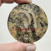 2" Natural Tiger print stone Quartz Tiger skull crystal skull Reiki Healing 1PC