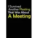 I Survived Another Meeting That Was About A Meeting: Blank lined journal for your busy mom and dad. Gag Gift for coworkers and family. 6x9 inches, 100