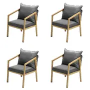 Livsip 4PCS Outdoor Furniture Chairs Garden Patio Lounge Set Steel Frame Natural