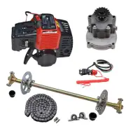 29''Go Kart Rear Axle Wheel Hub Kit+ 49cc Gas Engine Motor+Gear Box+Chain+Switch