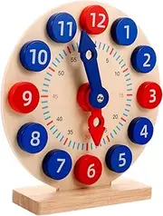 ERINGOGO Boys and Girls Learning Time Clock Wooden Teaching Clock Educational Toy for Boys and Girls Design