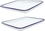 ELAYARD 2Pcs Enamel Baking Tray Non Stick Roasting Dish for Pancakes Pizzas Vintage for Family Dinners Weekend Desserts
