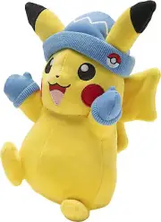 NWT Wicked Cool Toys Pokemon Winter Pikachu Plush / Plushie - Santa Hat - PK18
