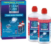 Clear Care Cleaning & Disinfecting Solution with Lens Case, Twin Pack,12 Fl Oz (