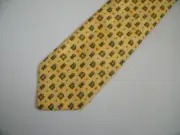 New Unused Salvatore Ferragamo Neck Tie Yellow Sun Moon 100%Silk Made in Italy