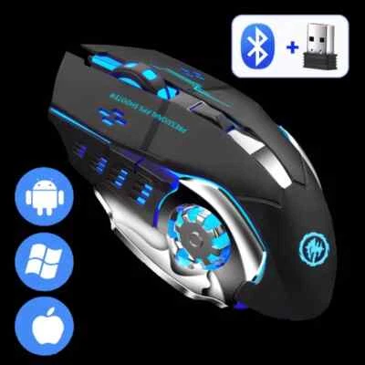Rechargeable Wireless Mouse Gaming Computer Silent Bluetooth Mouse Backlight New