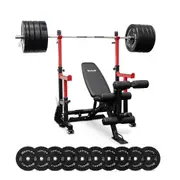 Reeplex SR10 Squat Rack + Adjustable Bench + 170kg Black Bumper Set