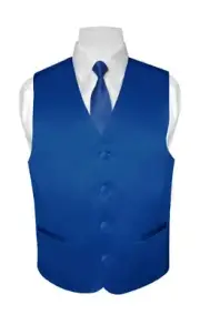 BOY'S Dress Vest & NeckTie Solid ROYAL BLUE Color Neck Tie Set for Suit or Tux