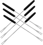DINHEAROM 6pcs Stainless Steel Fondue Forks Set Comfortable Handles for Chocolate Fountains Cheese Fondue and Smores and Dishwasher Safe for Easy Cleanup