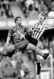 Graham Roberts of Chelsea and Alan Shearer of Southampton battle - Old Photo