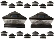 Solar Post Cap Light 16 Pcs 5x5 Solar Black Color Square 5 LED Bulbs Fence Light