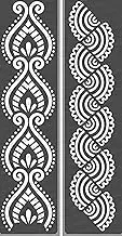CrafTreat Indian Stencils for Painting on Canvas, Wallart, Bullet Journal Notebook and Scrapbook - Mandala Border Stencils 2Pcs - 3X12 Indian Painting Stencil - Reusable Stencil Arts & Crafts Supplies