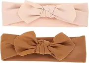 IWOWHERO 2Pcs Girl Headbands with Bows Hair Accessories for Newborns for Showers and Birthdays Comfortable Elastic Design Colors