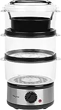 Salter 3 Tier Electric Food Steamer - 7.5L, Stackable Steaming Baskets, Dishwasher Safe, BPA Free Includes Rice Bowl, 60 Minute Timer, Compact Storage, Healthy Cooking Vegetables & Fish, 500W, EK2726