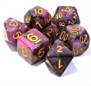 7 Piece Scorpio Polyhedral Dice Set w/ Burgundy Dice Bag - RPG D&D