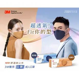 3M 8990C Nexcare 醫用口罩成人立體款-20片盒裝*3盒(兩色任選)