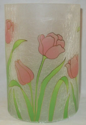 Yankee Candle Frosted Crackle Large Jar Holder J/H Spring Floral TULIPS