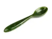 Natural Green Nephrite Jade Spoon Hand Carved Gemstone Spoon Stone Therapy