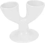 VINTORKY Ceramic Egg Tray Double Egg Storage Holder Stand for Breakfast Simple Cup Holder