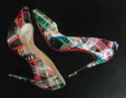 Christian Louboutin PIGALLE FOLLIES Multi, mixed logo print Heel Pump 38.5