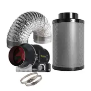 GROZY 6"/150mm Quiet Inline Fan with Speed Controller Carbon Filter Ducting Kit