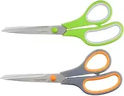 Amazon Basics Multipurpose, Comfort Grip, PVD coated, Titanium & Stainless Steel Office Scissors - Pack of 2