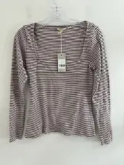 Boden Top Blouse Women’s Size 8 Pink/blue Stripes Sparkles Long Sleeves