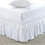 Stretch Bed Skirt Hollow Valance Dust Ruffle Wrap Single Double Queen King YU